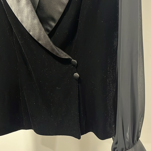 ALEX evenings, black velvet blouse, size S, great condition. - Picture 3 of 15